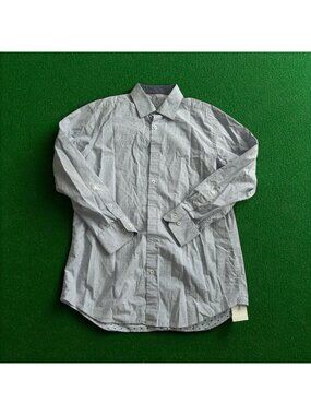 BUGATCHI Men's Blue Plaid Dot Button Down Shirt Size 16 1/2